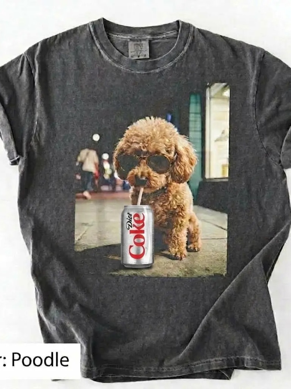 Gray Poodle Graphic Dog Tee - Cute Puppy Print